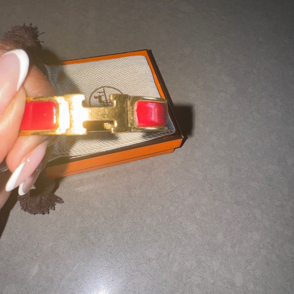 AUTHENTIC Hermès Red Clic H PM with Gold
